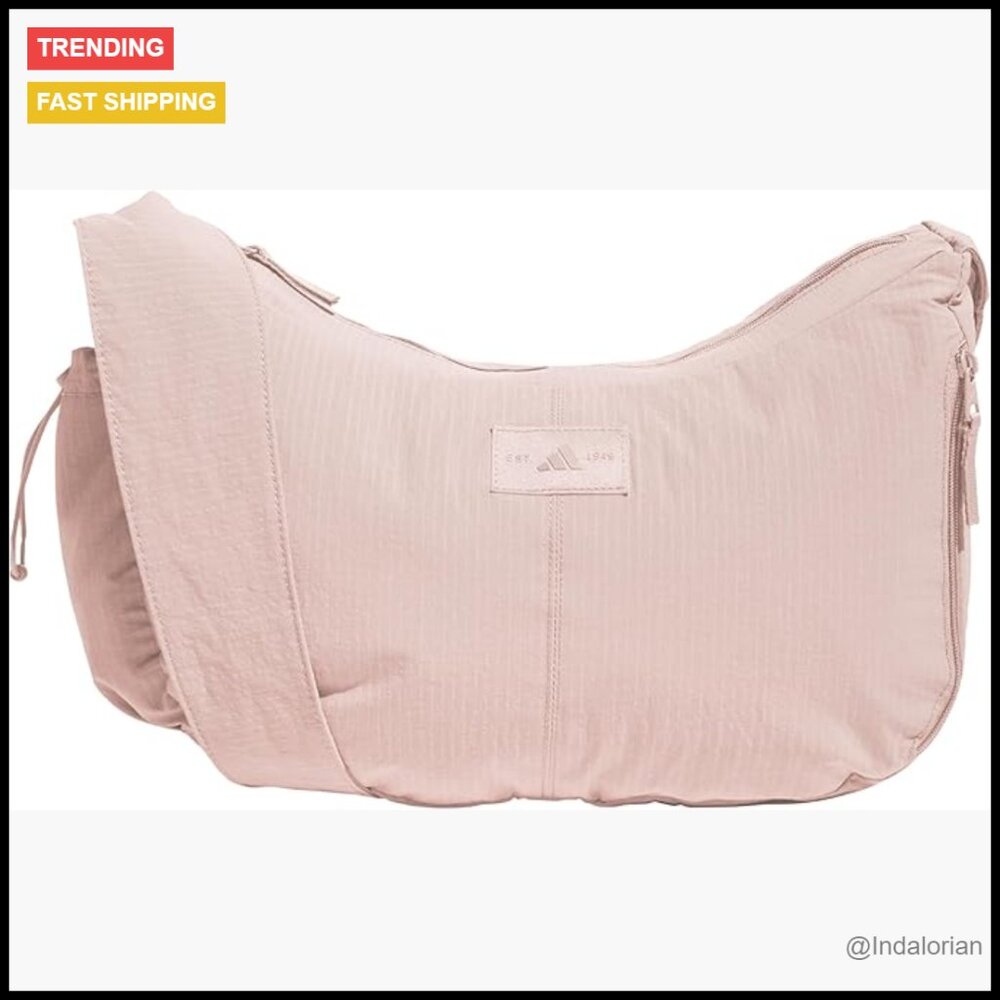 Nylon Crossbody Bag With Adjustable Strap And Zippered Pockets